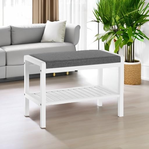 Padded Seat Storage Entryway Shoe Bench