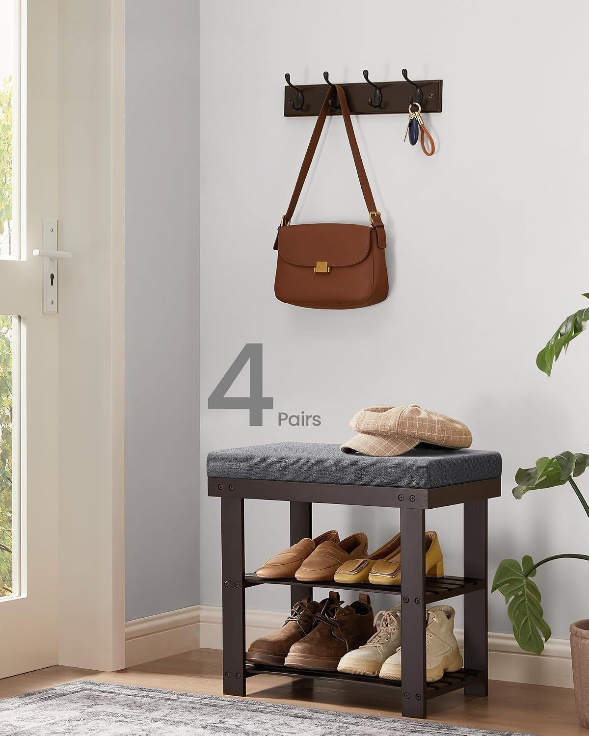 3-Tier Bamboo Entryway Shoe Bench