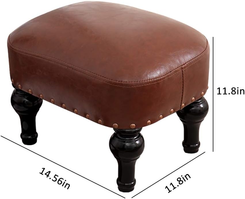 Vintage Leather Upholstered Foot Stool