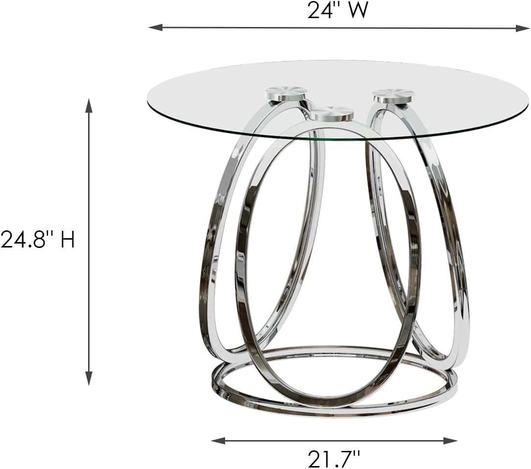 Round Glass Chrome Metal Side Table