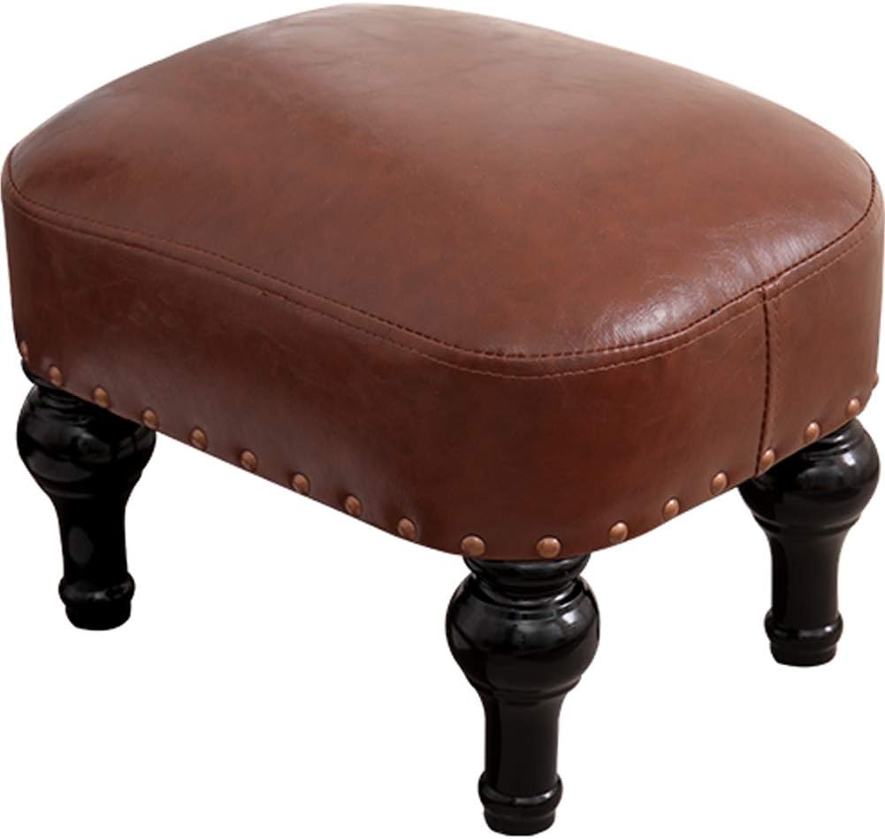 Vintage Leather Upholstered Foot Stool