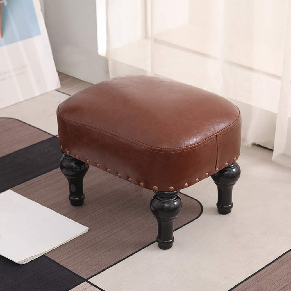 Vintage Leather Upholstered Foot Stool
