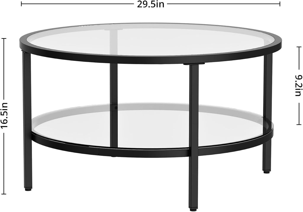 2-Tier Round Glass Metal End Table