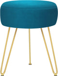 Round Velvet Golden Leg Vanity Stool