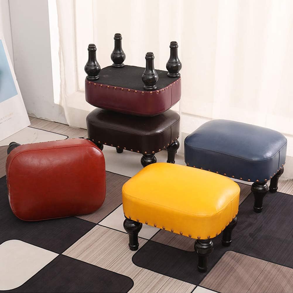 Vintage Leather Upholstered Foot Stool