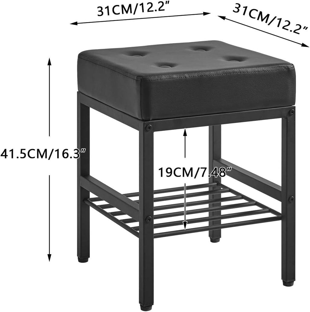 PU Square Multi-Storage Vanity Stool
