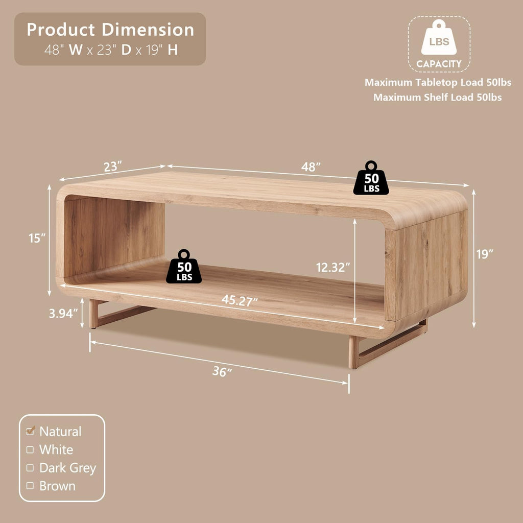 2-Tier Oak Storage Coffee Table