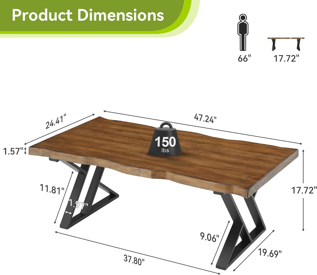 Wood Top X Metal Leg Coffee Table
