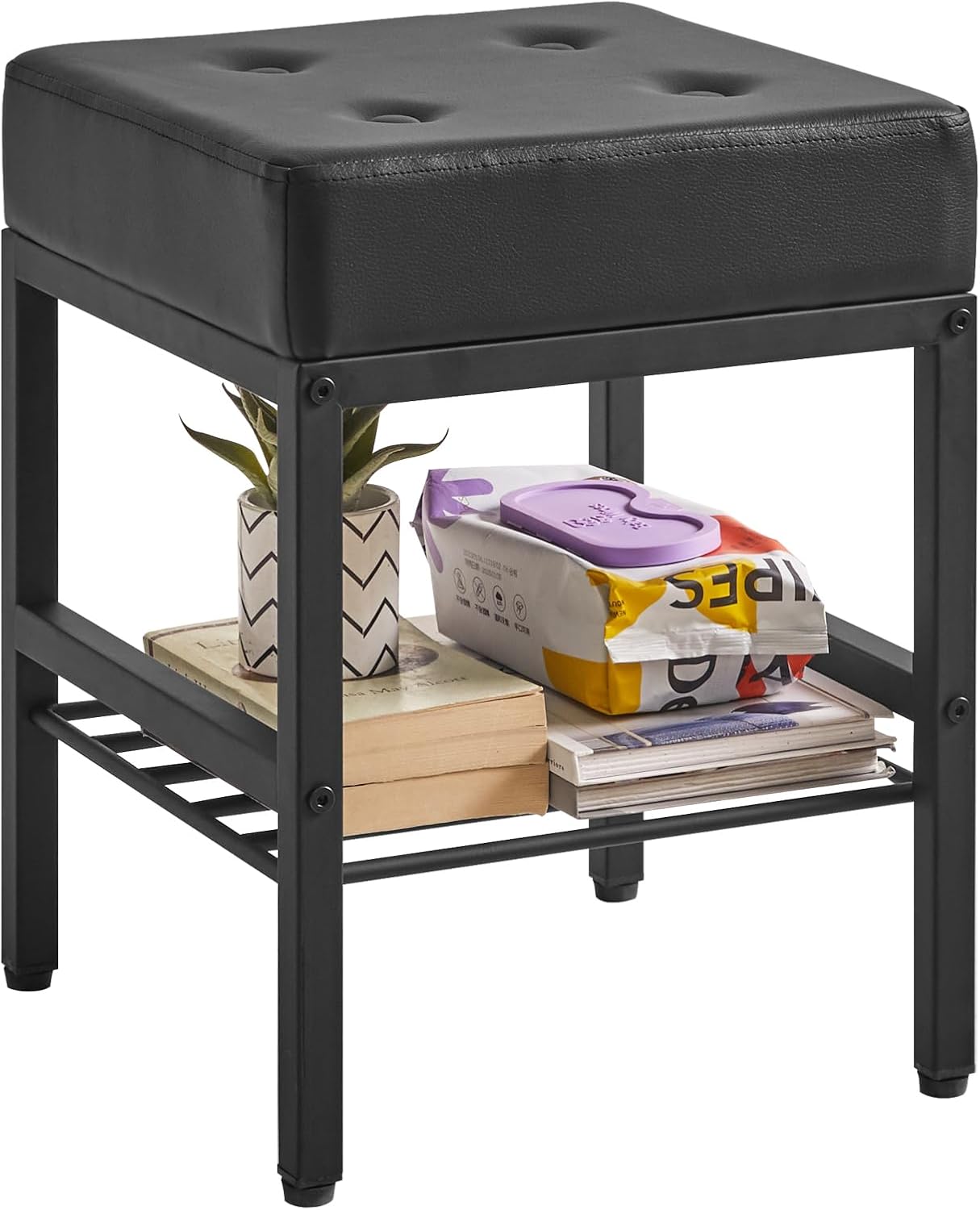 PU Square Multi-Storage Vanity Stool