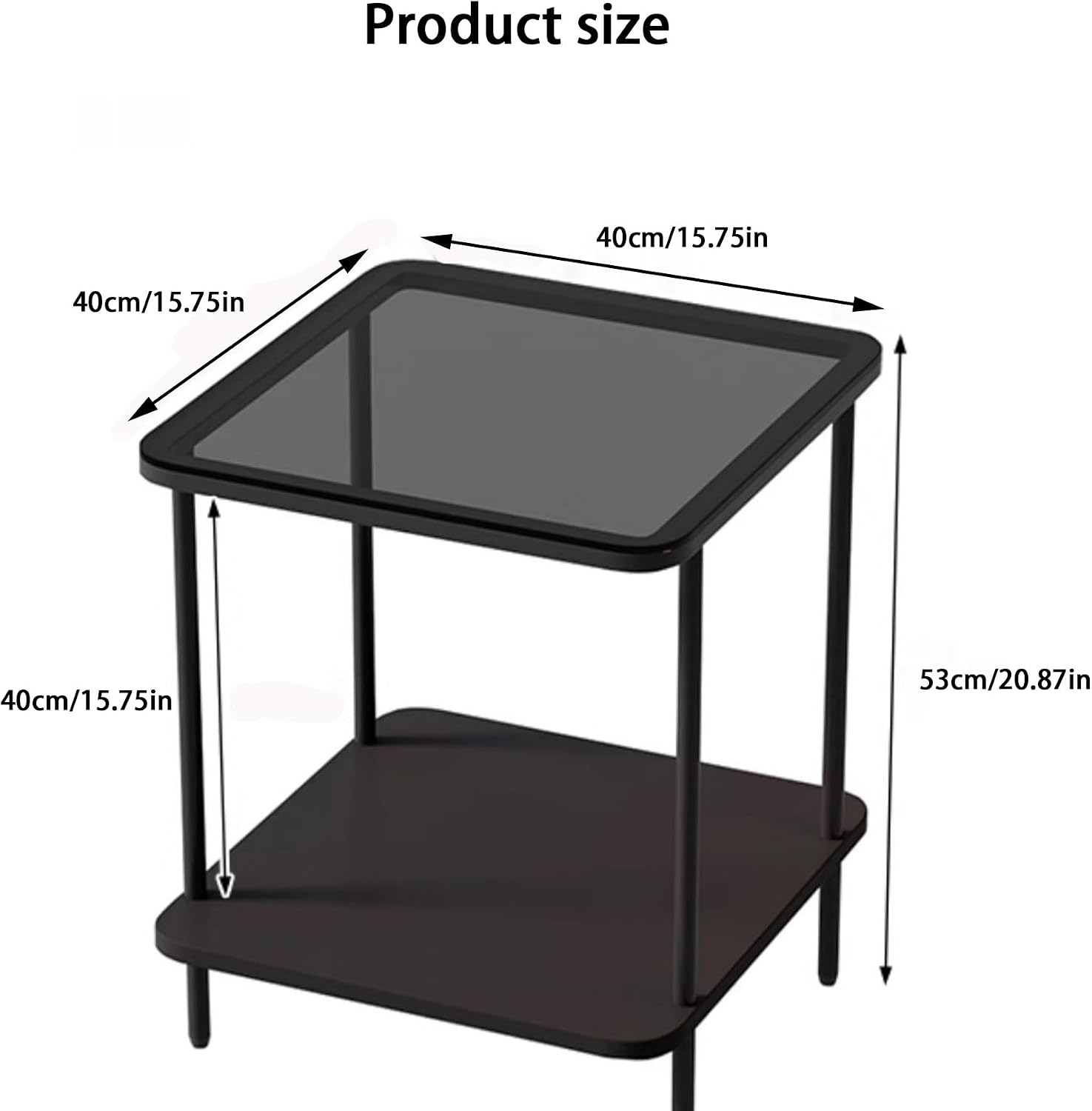 Square Glass Drawer Storage End Table