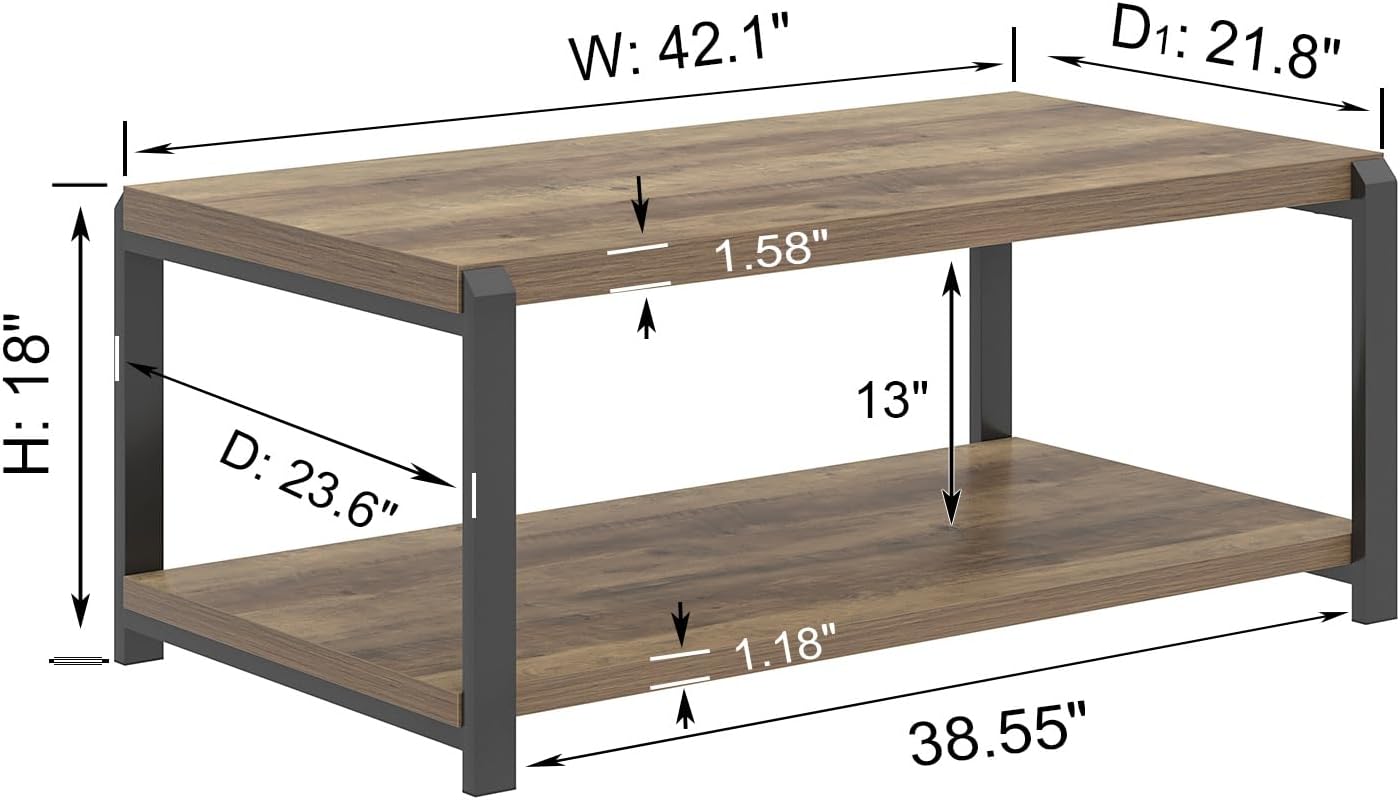 Storage Wood Metal Coffee Table