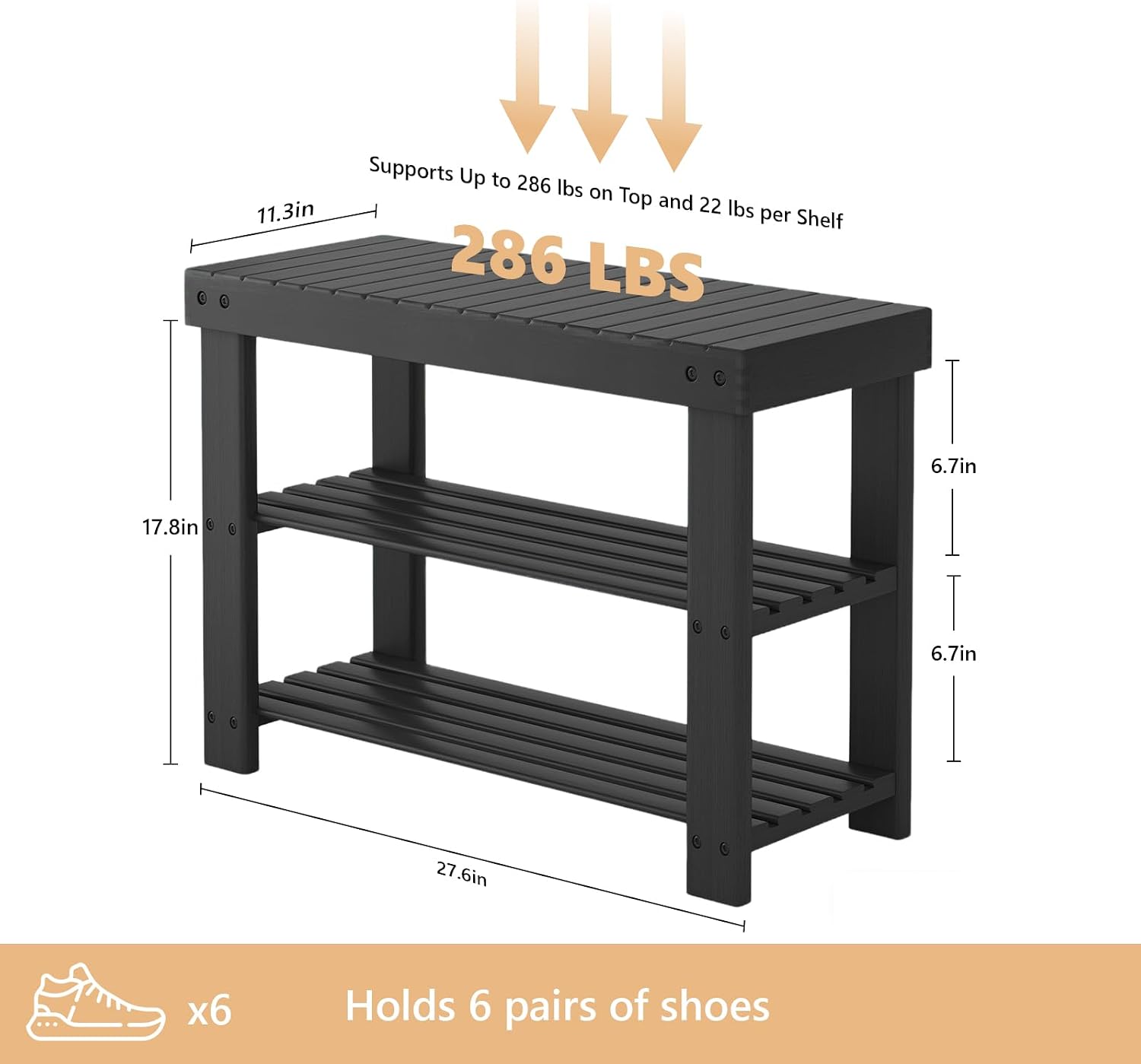 3-Tier Bamboo Entryway Shoe Bench