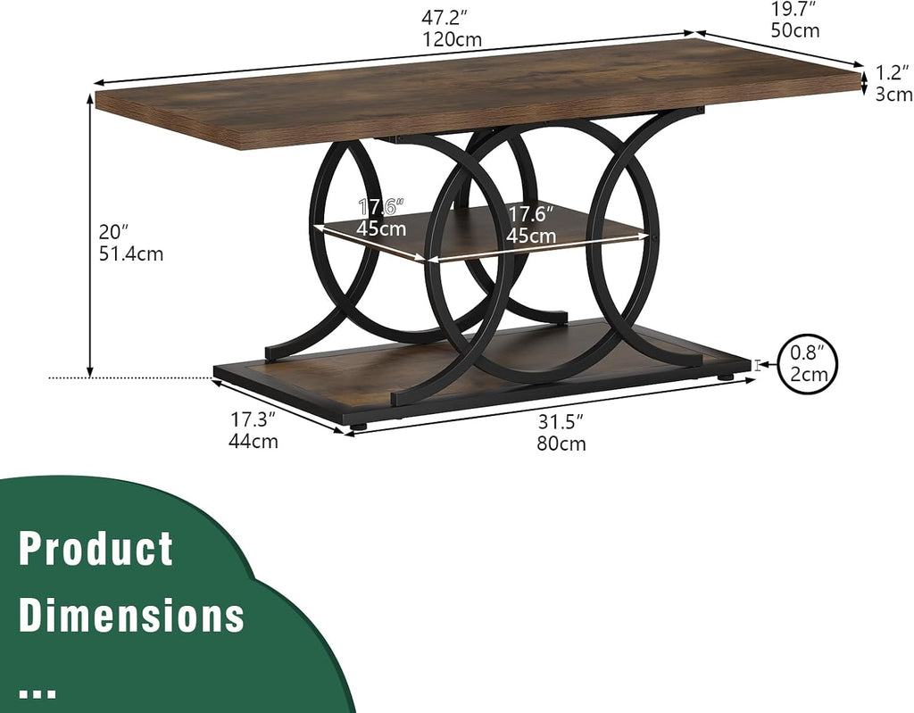 3-Tier Industrial Storage Coffee Table