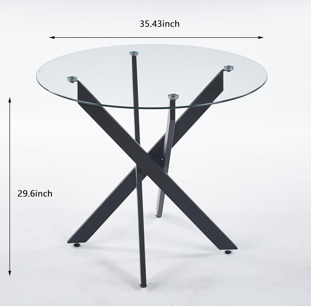 Round Glass Metal Leg Dining Table
