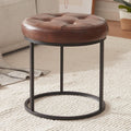 Tufted Faux Leather Vanity Ottoman Stool