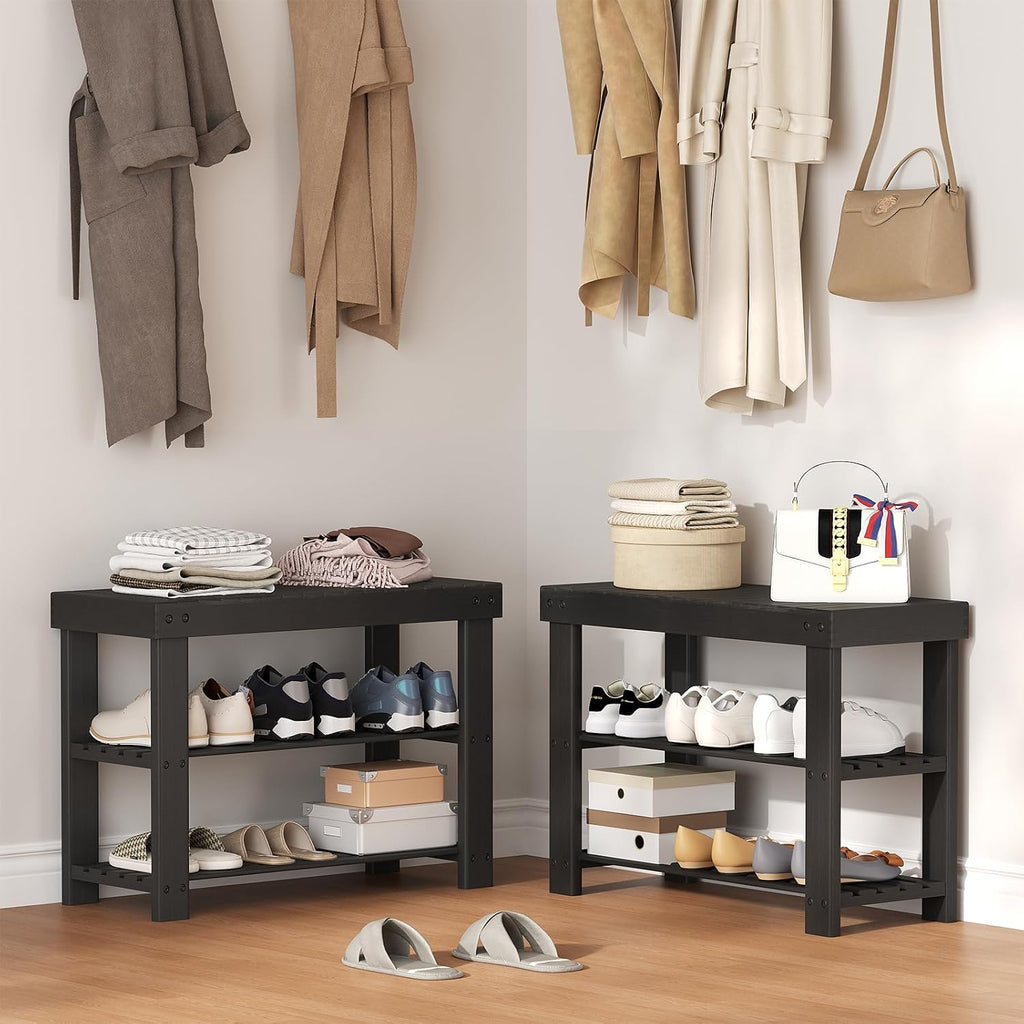 3-Tier Bamboo Entryway Shoe Bench