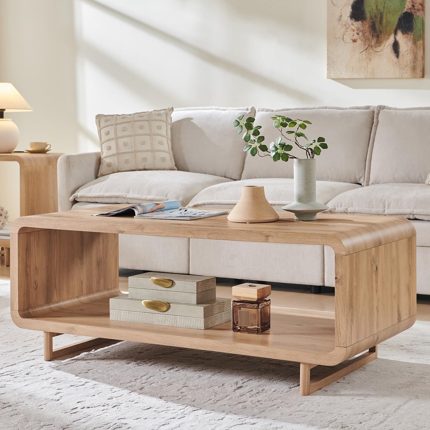 2-Tier Oak Storage Coffee Table
