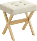 Wood X-Leg Padded Vanity Stool