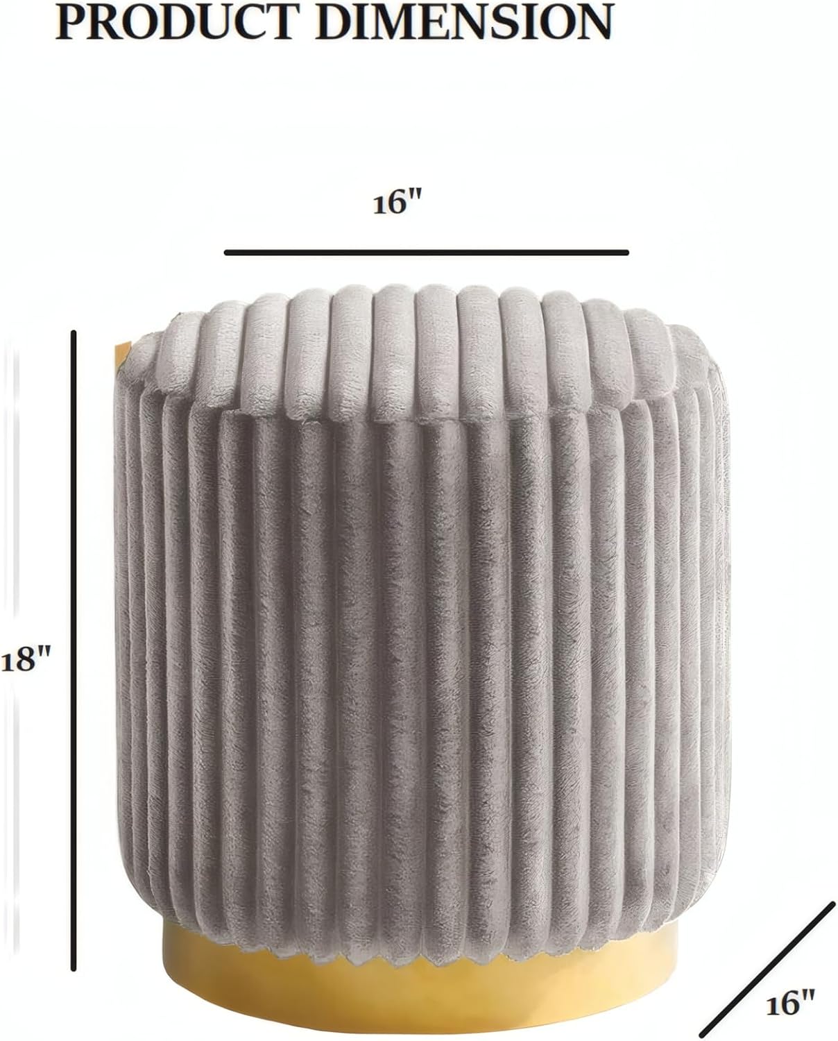 Gold Base Tufted Round Fur Stool