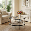 2-Tier Round Glass Metal End Table