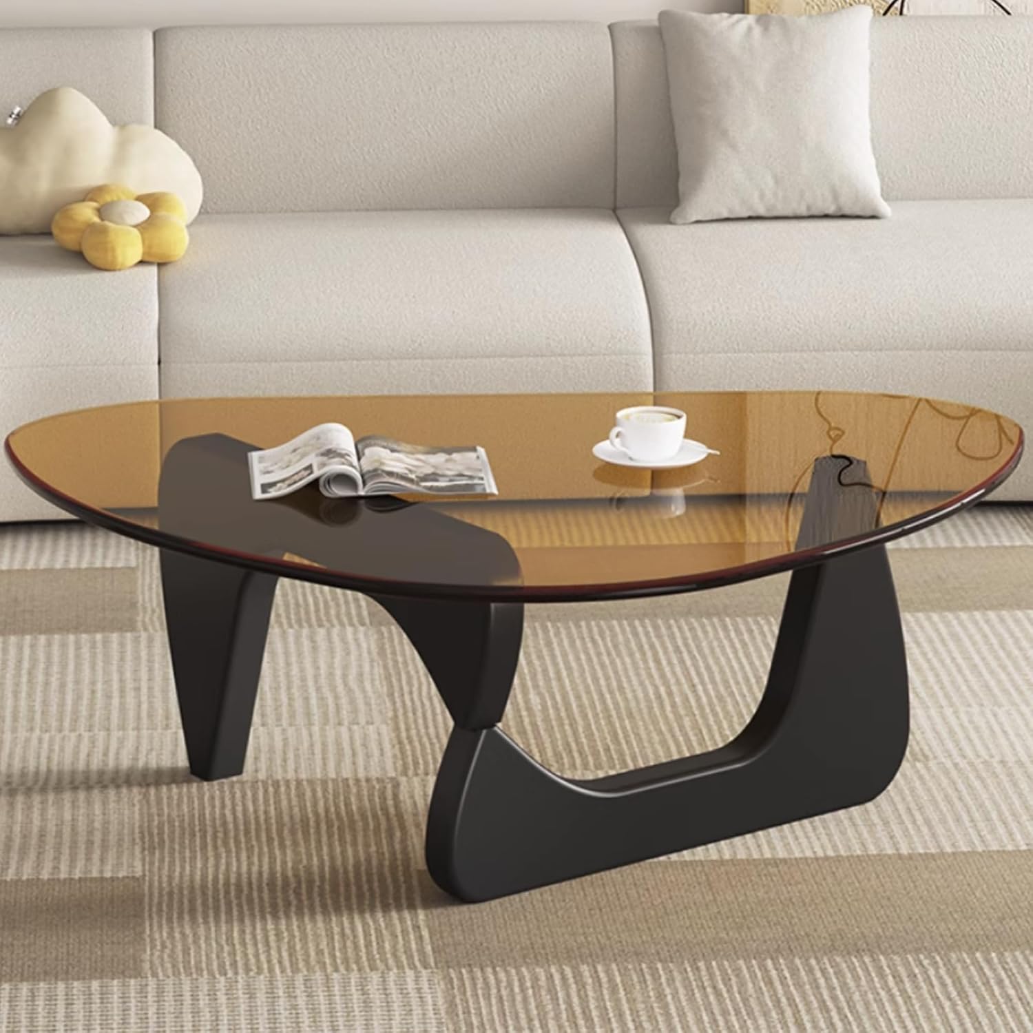 Abstract Round Glass Coffee Table