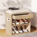 Wood Cushioned Drawer Shoe Storage Bench