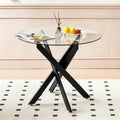 Round Glass Metal Leg Dining Table