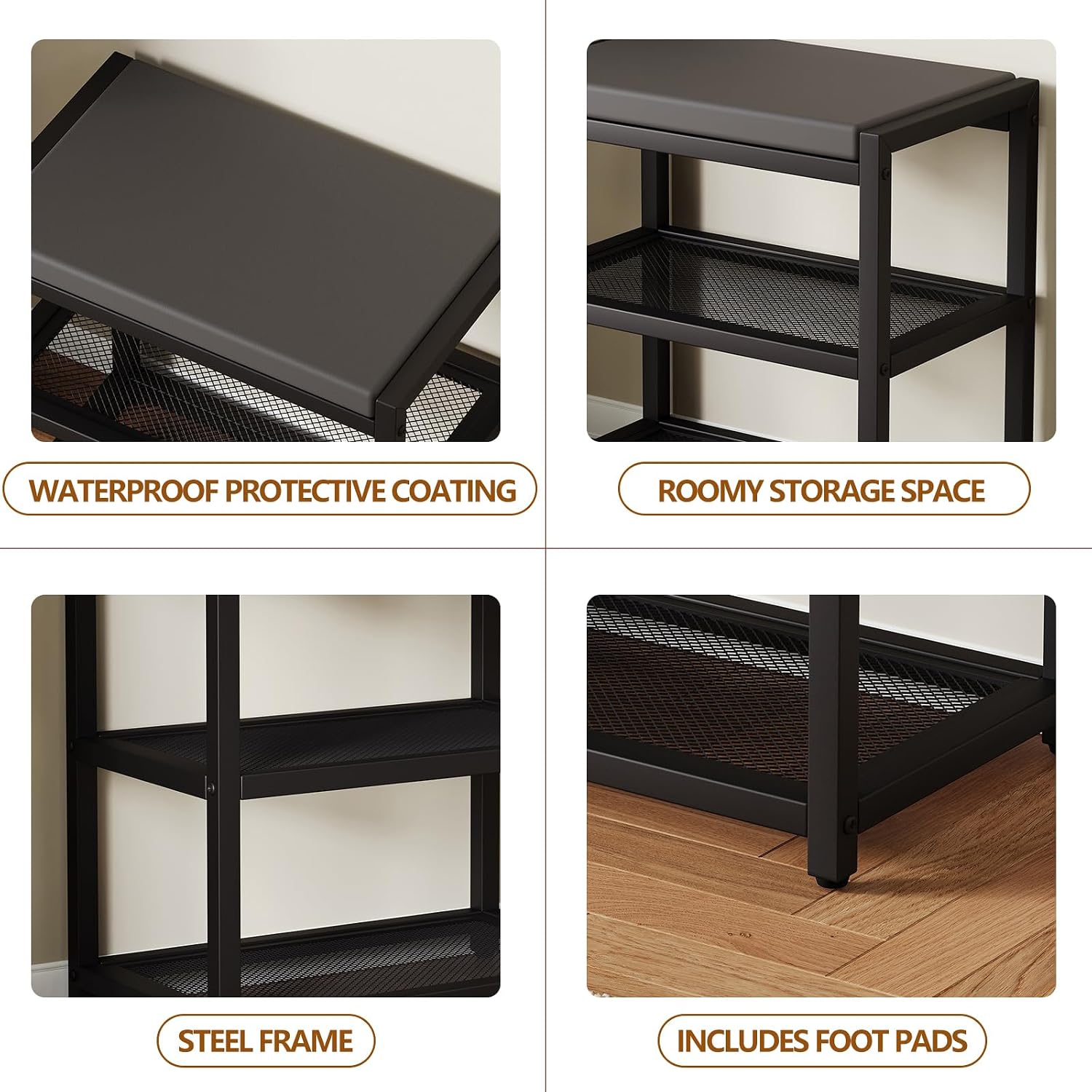 Cushioned Compact Entryway Shoe Bench