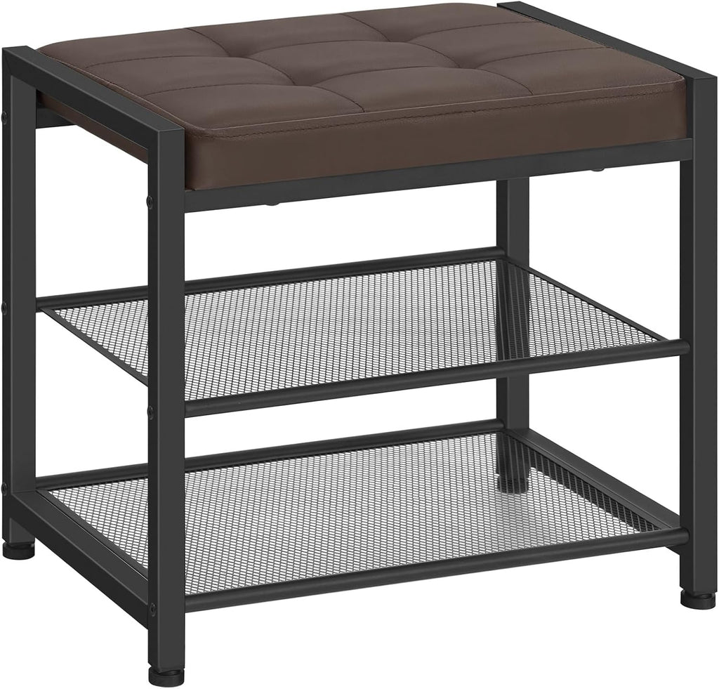 3-Tier PU Cushion Metal Shoe Bench