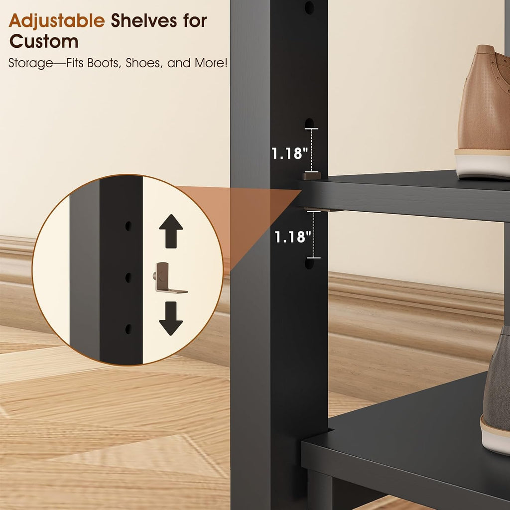 3-Tier Rubberwood Entryway Shoe Bench
