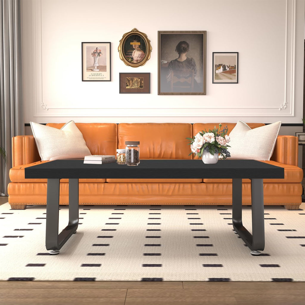 Wood Top Metal Leg Coffee Table