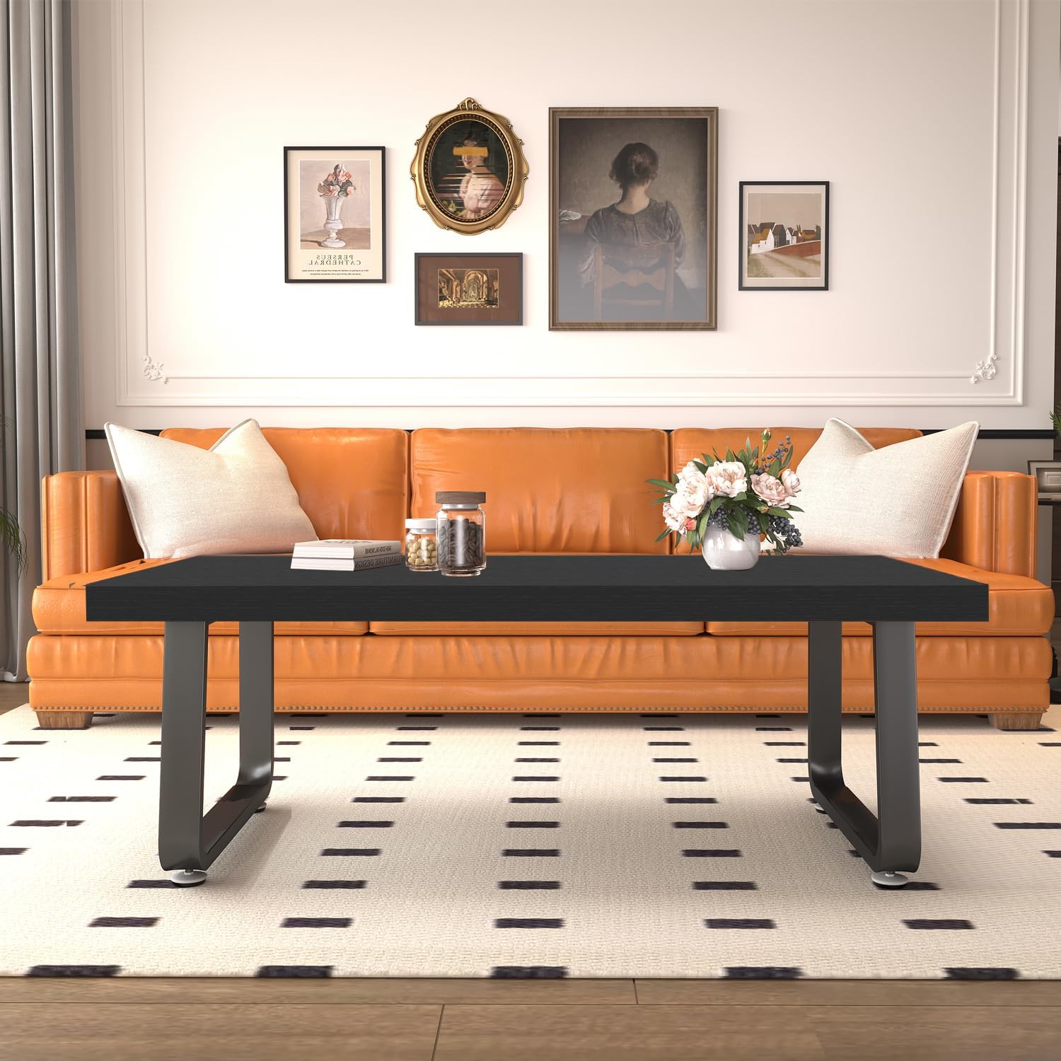 Wood Top Metal Leg Coffee Table