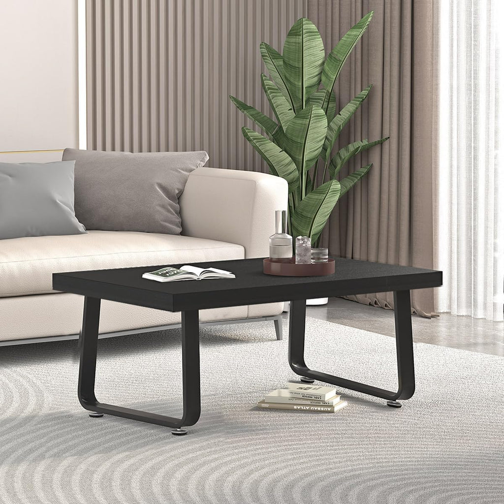 Wood Top Metal Leg Coffee Table