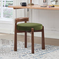 Wood Leg Velvet Round Vanity Stool