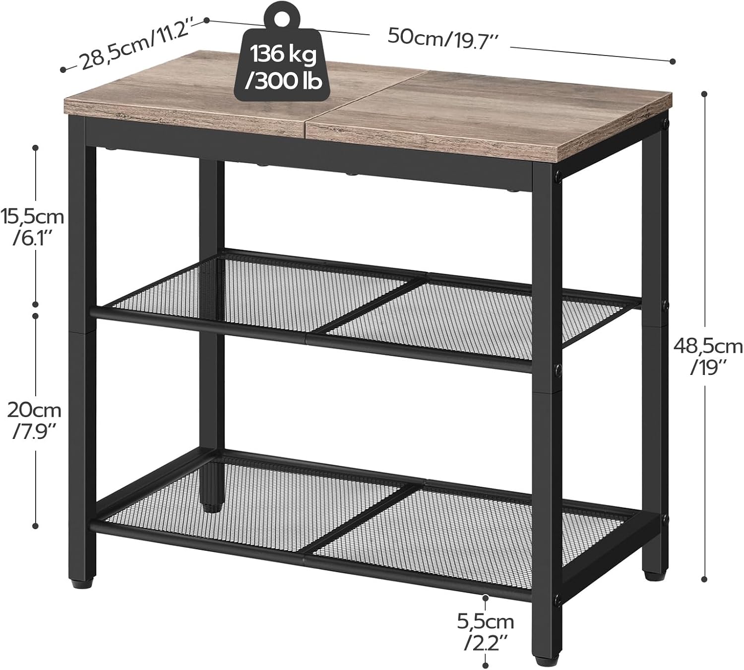 3-Tier Mesh Industrial Shoe Bench