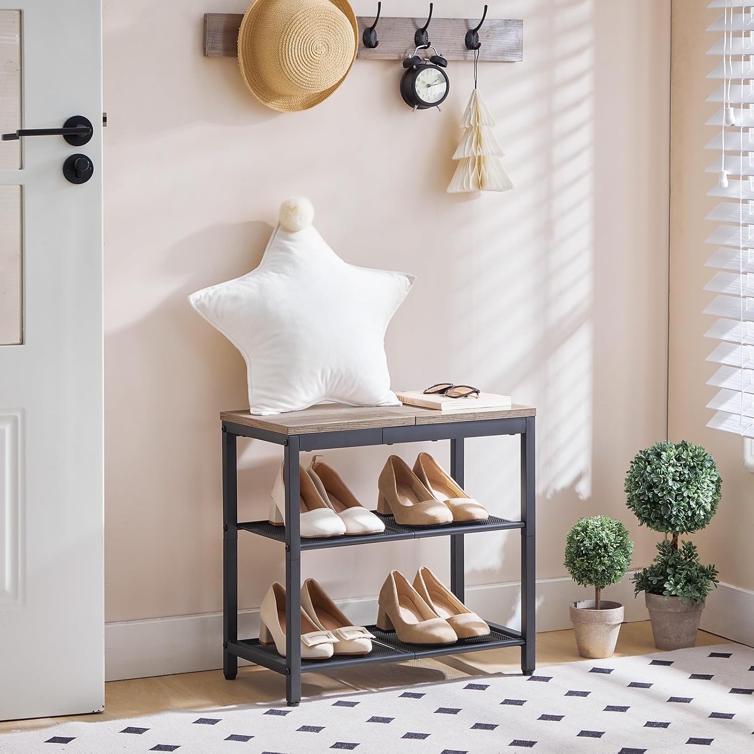 3-Tier Mesh Industrial Shoe Bench