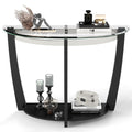 2-Tier Half Moon Glass Console Table