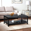 Wood Shelf Black Coffee Table