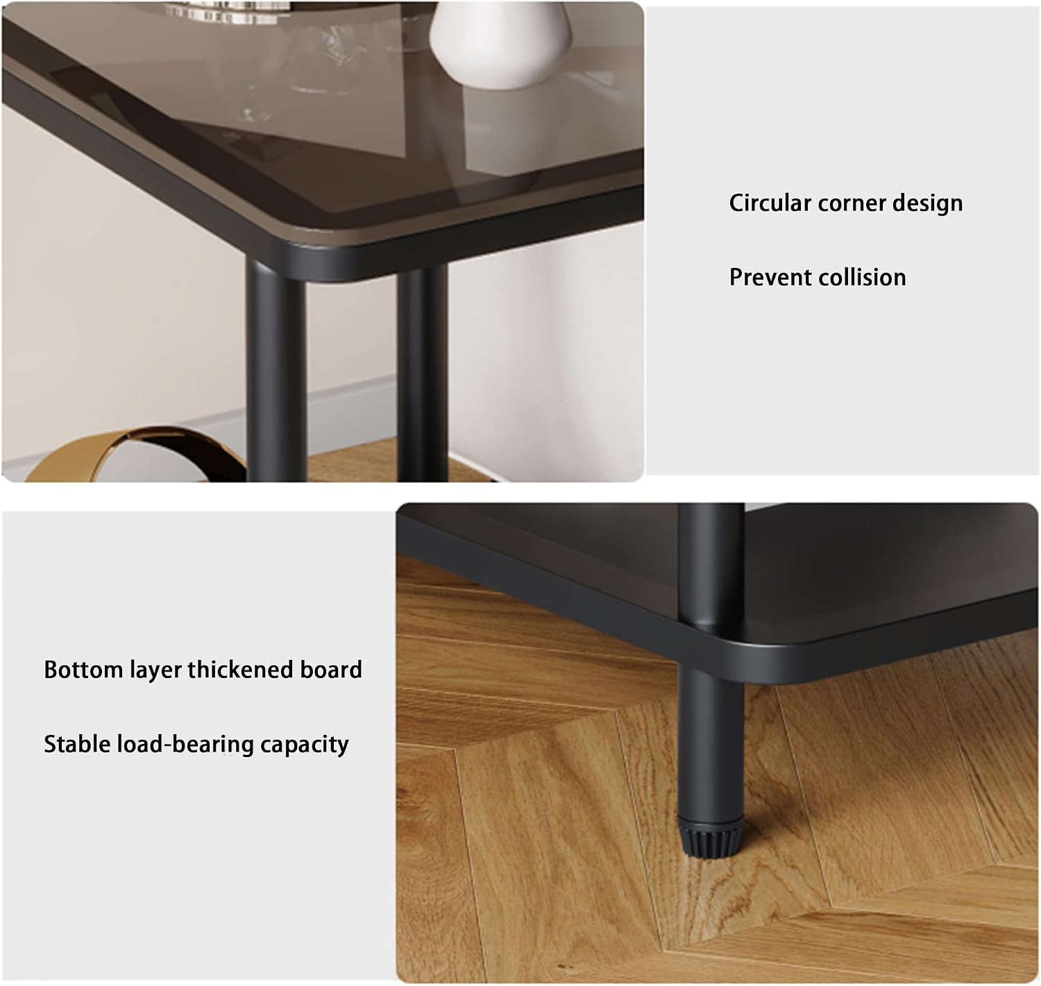 Square Glass Drawer Storage End Table