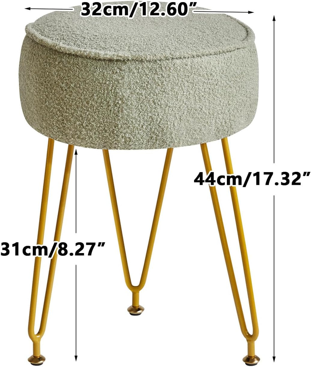 Teddy Velvet Vanity Ottoman Stool
