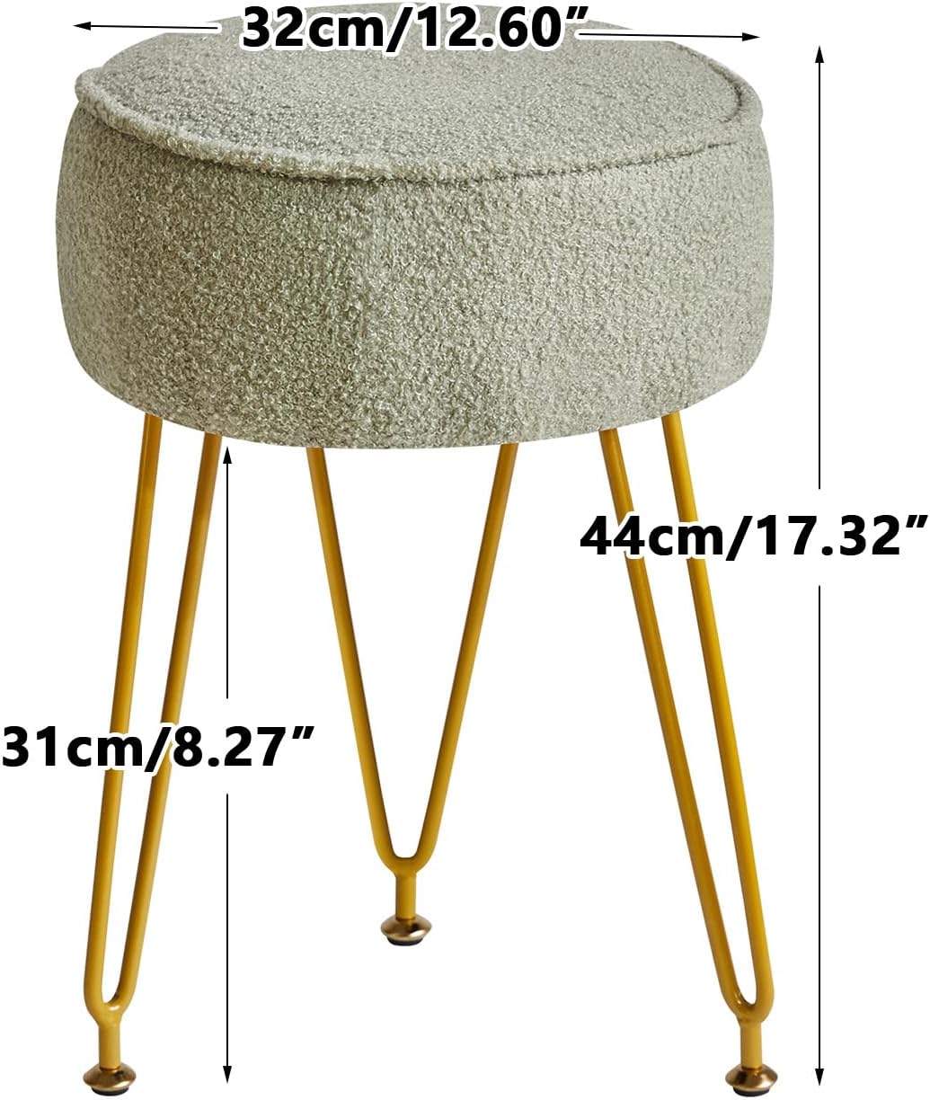 Teddy Velvet Vanity Ottoman Stool