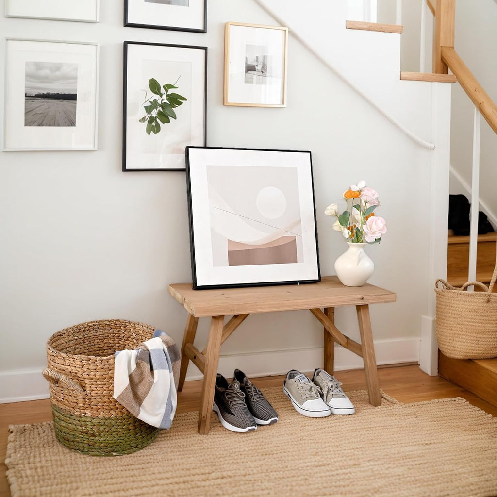 Rustic Solid Wood Entryway Bench