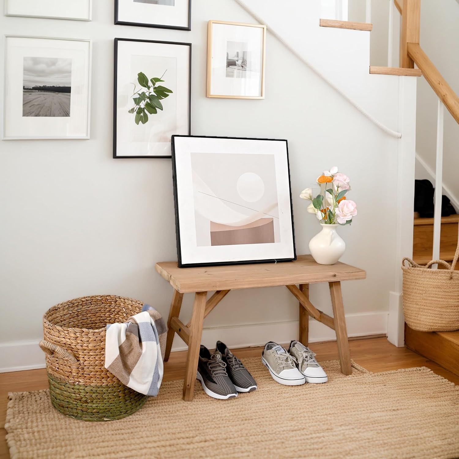 Rustic Solid Wood Entryway Bench