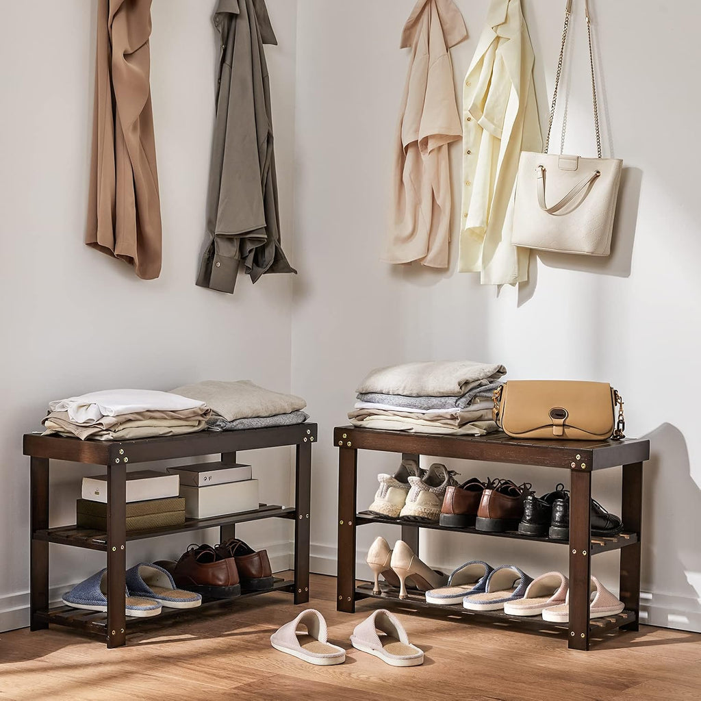 3-Tier Bamboo Entryway Shoe Bench