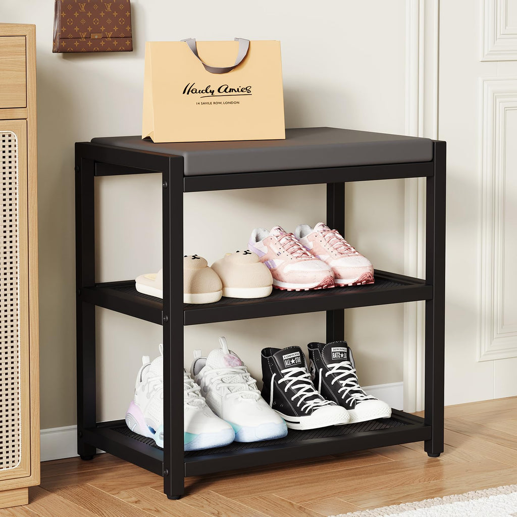 Cushioned Compact Entryway Shoe Bench