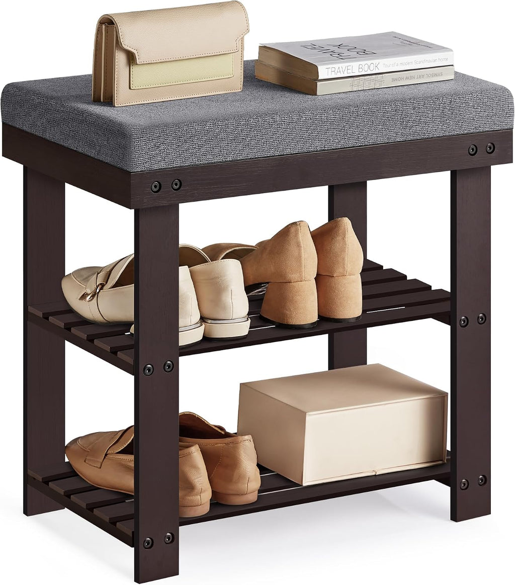 3-Tier Bamboo Entryway Shoe Bench