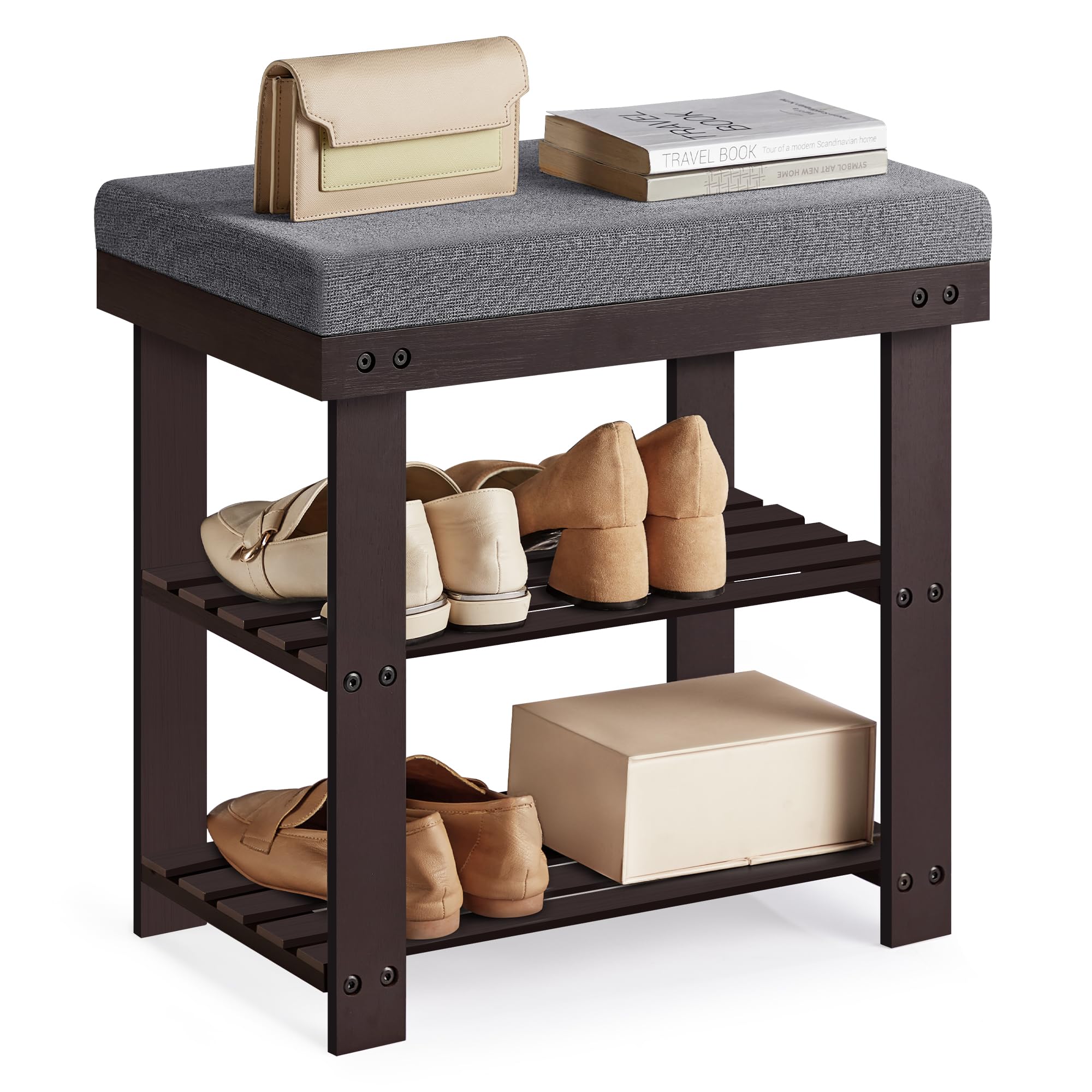 3-Tier Bamboo Entryway Shoe Bench