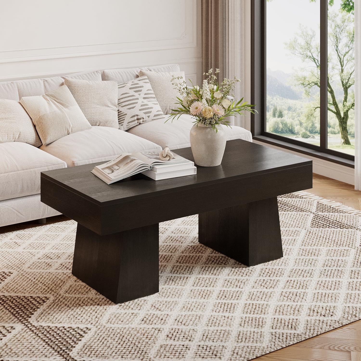 Mid-Century Walnut Storage Coffee Table