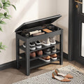 3-Tier Rubberwood Entryway Shoe Bench