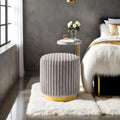 Gold Base Tufted Round Fur Stool